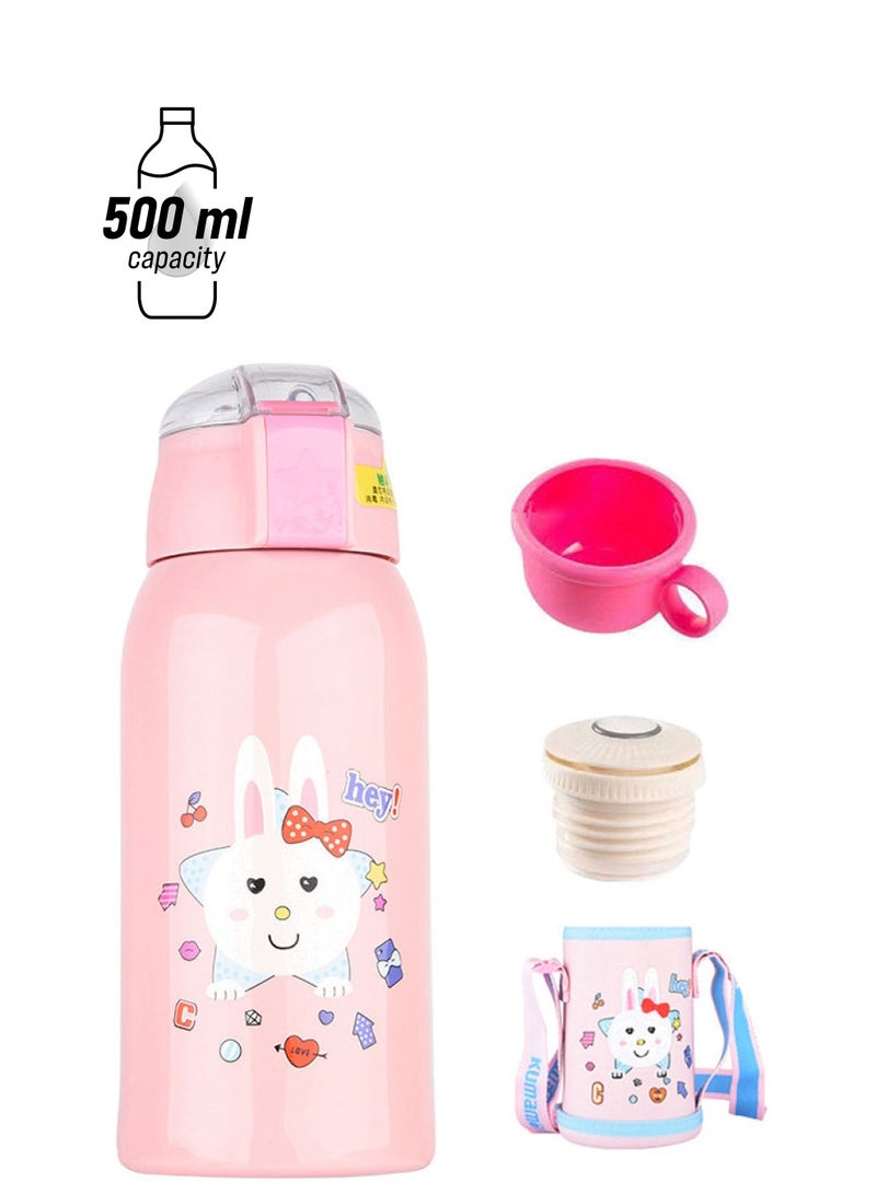 NIBEMINENT Vacuum Insulated Cartoon Animal Water Bottle Pink 26.5 x 10 10centimeter - Image 1