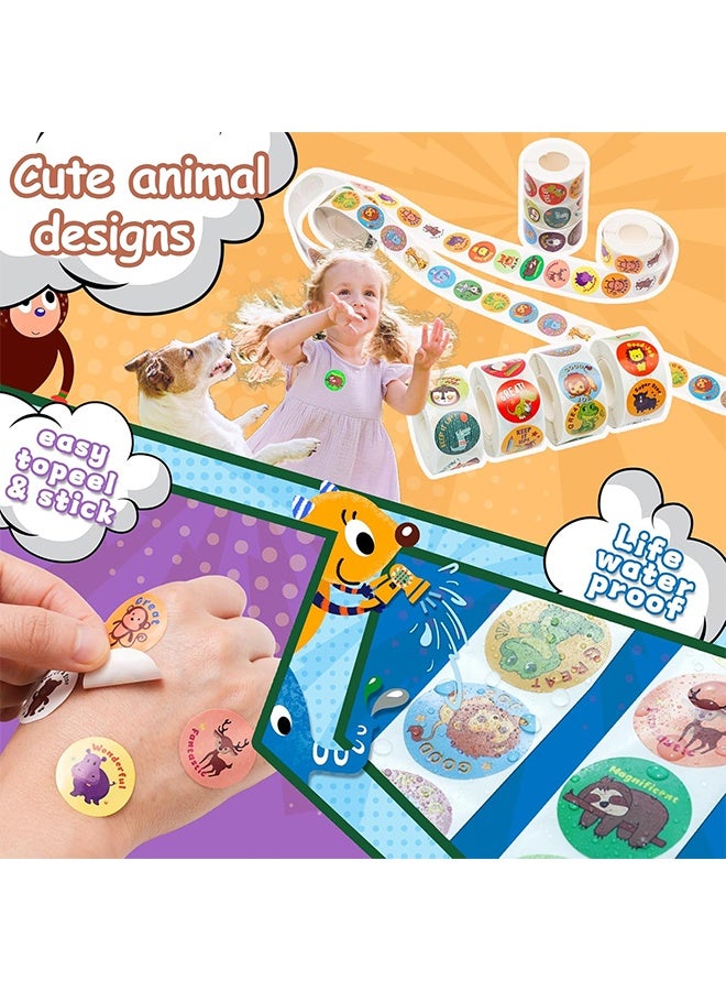ليمون ٢٠٠٠ قطعة من ملصقات تحفيز المعلمين، للأطفال والطلاب، ٤ لفات من ملصقات الحيوانات المنزلية التحفيزية، ٣٢ نمطًا. - Image 4