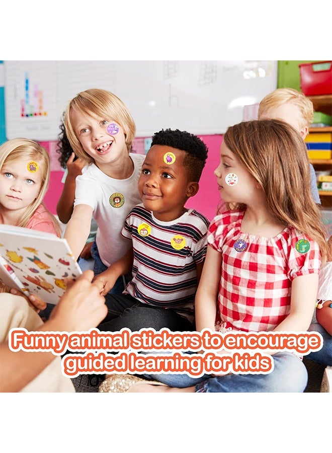 ليمون ٢٠٠٠ قطعة من ملصقات تحفيز المعلمين، للأطفال والطلاب، ٤ لفات من ملصقات الحيوانات المنزلية التحفيزية، ٣٢ نمطًا. - Image 3