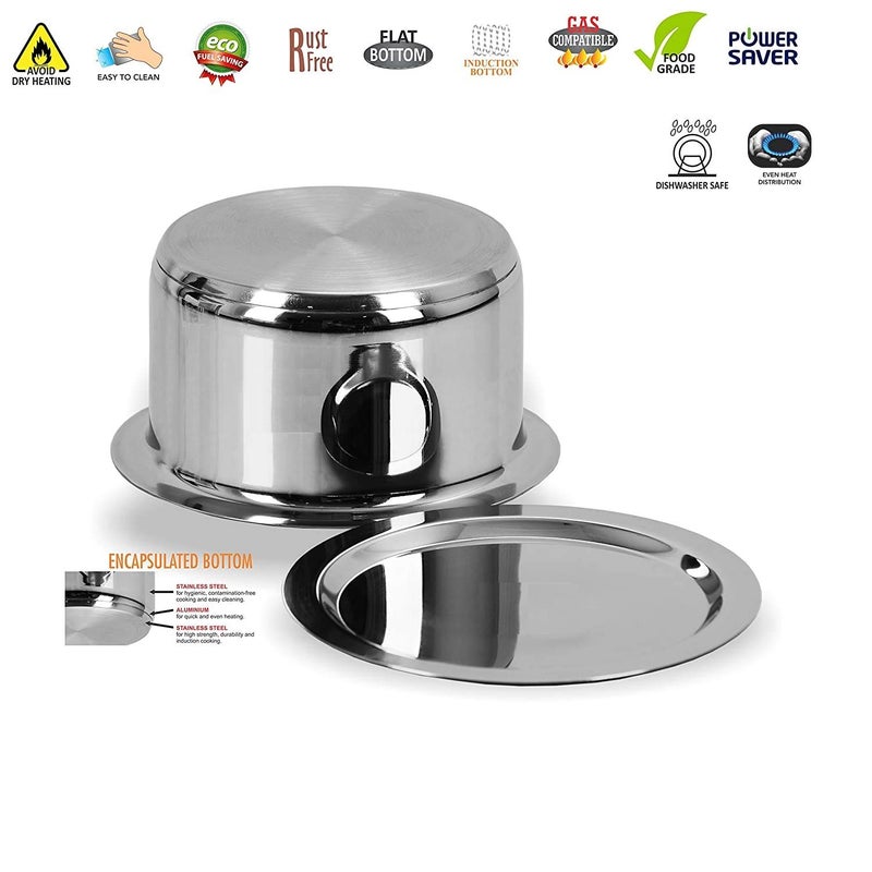 Bartan Star وعاء بارطان ستار من الفولاذ المقاوم للصدأ بقاعدة مسطحة مع غطاء سعة 3000 مل - Image 4