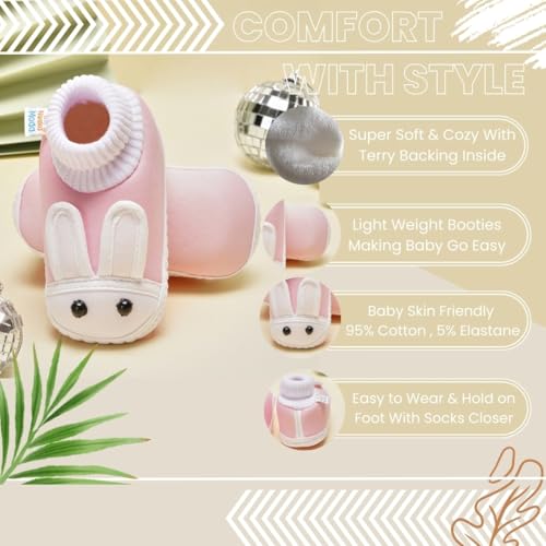 Neska Moda Baby Girls Booties For 6 to 12 Months (Pink) - Image 2
