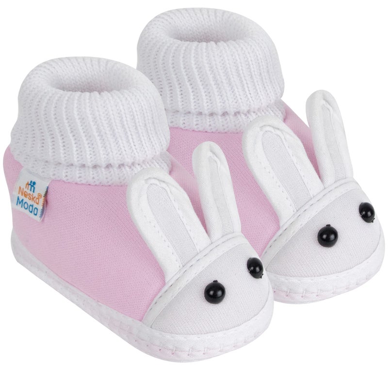 Neska Moda Baby Girls Booties For 6 to 12 Months (Pink) - Image 1