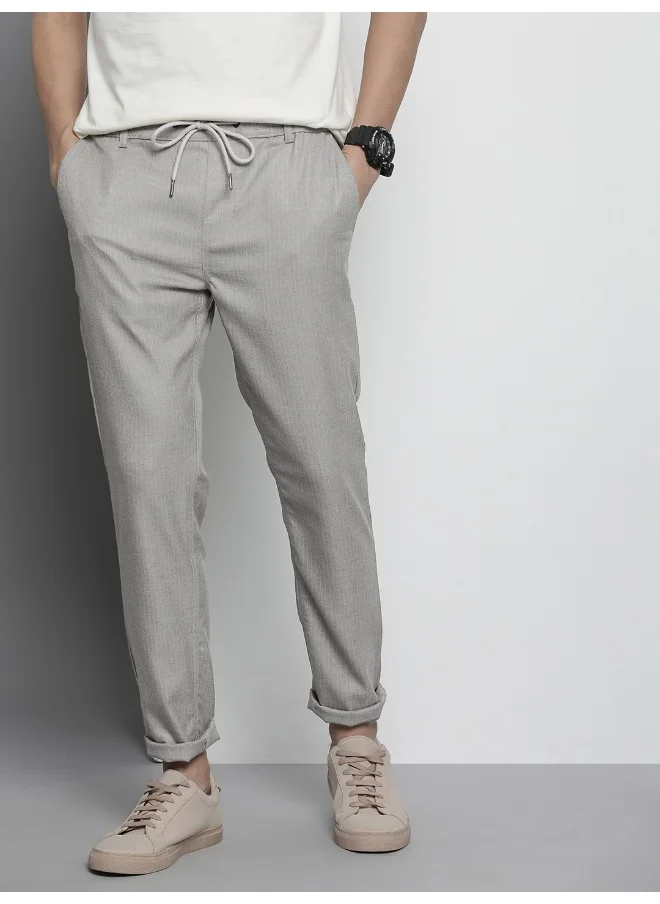 The Indian Garage Co Grey Men Regular Fit Casual Self Design Regular Woven Jogger