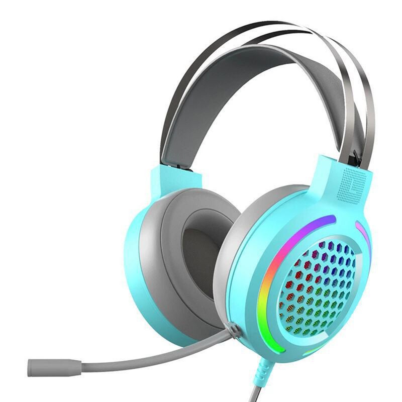 سماعة رأس سلكية USB 7.1 مع ضوء RGB للألعاب مع وحدة مكبر صوت 50 مم وميكروفون لاستبعاد الضوضاء متعدد الاتجاهات (لون أزرق) - Image 1