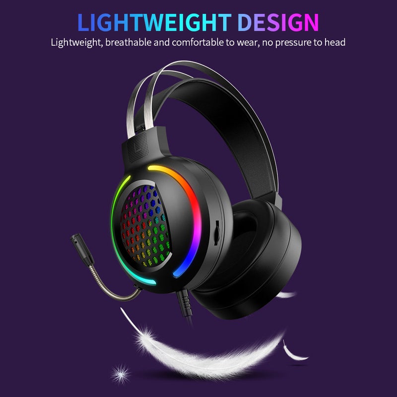 سماعة رأس سلكية USB 7.1 مع ضوء RGB للألعاب مع وحدة مكبر صوت 50 مم وميكروفون لاستبعاد الضوضاء متعدد الاتجاهات (لون أزرق) - Image 5