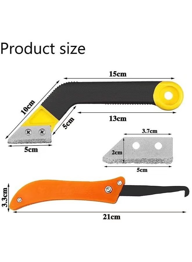 OMEVE Grout Scraping Rake Tool Tile Grout Saw Grout Removal Tool Tile Grout Hand Saw Angled Grout Clean Remover with 6 Pcs Blades Replacement for Tile Cleaning Removing Paint - Image 2