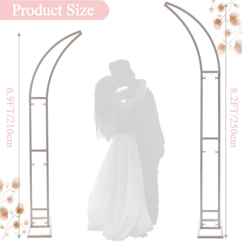 Satbir 2pcs Large Wedding Arch with Base Flower Stand Arch Bracket Stand Backdrop Stand for Wedding Party Elegant Decorations & Garden Climbing Plants Vines,8.2&6.9 FT-White - Image 2