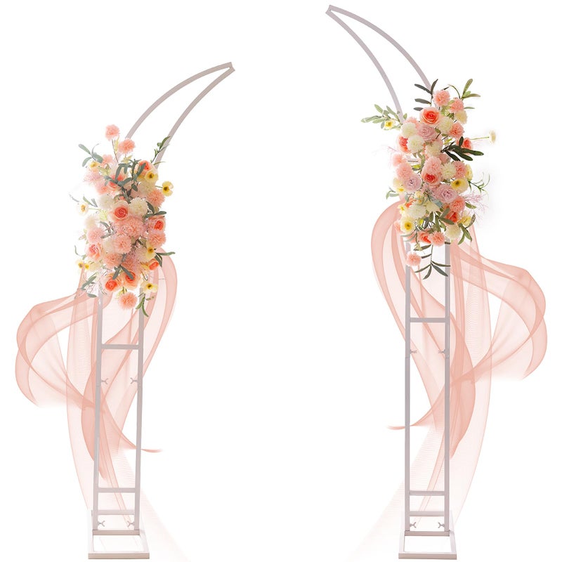 Satbir 2pcs Large Wedding Arch with Base Flower Stand Arch Bracket Stand Backdrop Stand for Wedding Party Elegant Decorations & Garden Climbing Plants Vines,8.2&6.9 FT-White - Image 1
