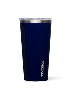 CORKCICLE Classic Triple Insulated Coffee Mug With Lid, Gloss Midnight Navy, 16 Oz - Stainless Steel Travel Tumbler Keeps Beverages Cold 9+Hrs, Hot 3Hrs - Cupholder Friendly Travel Coffee Tumbler  - Image 1