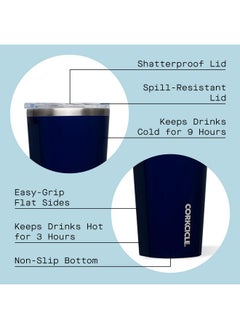 CORKCICLE Classic Triple Insulated Coffee Mug With Lid, Gloss Midnight Navy, 16 Oz - Stainless Steel Travel Tumbler Keeps Beverages Cold 9+Hrs, Hot 3Hrs - Cupholder Friendly Travel Coffee Tumbler  - Image 2