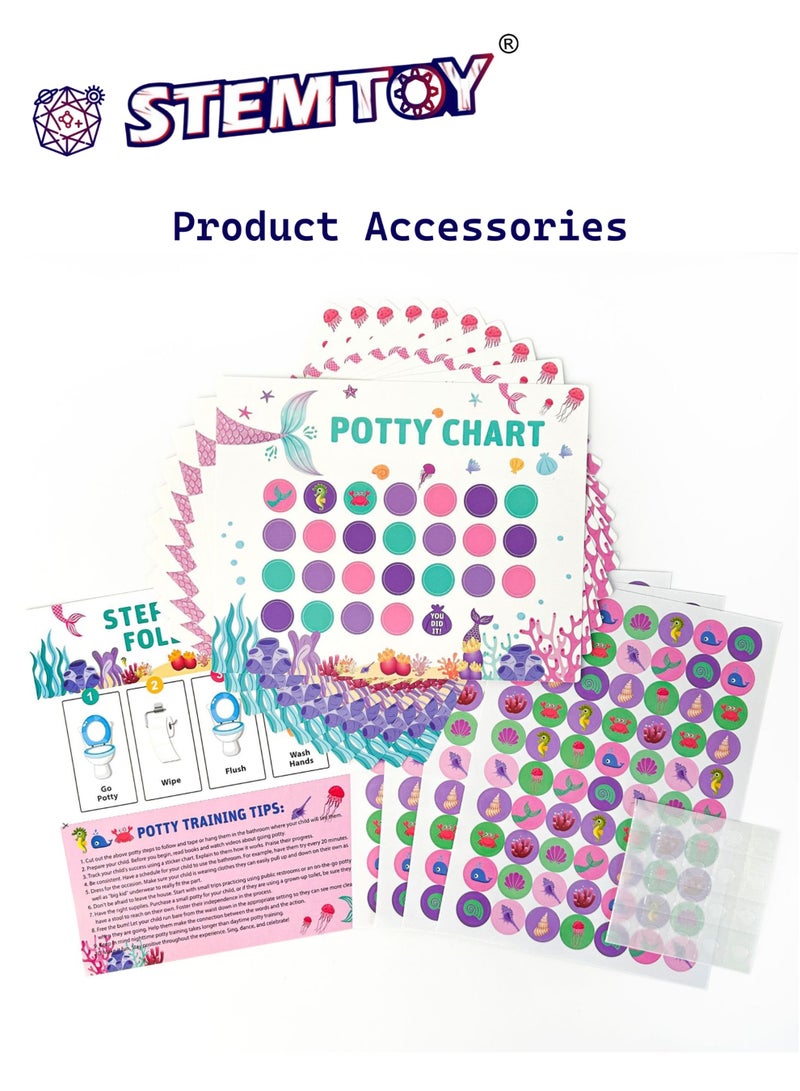 STEMTOY Mermaid Sea-Themed Potty Training Chart for Toddlers Boys, Potty Reward Chart with Stickers for Kids, Behavior Reward Chart for Home Bathroom Wall, Potty Training and Good Habit Development with Step-by-Step Instructions - Image 2