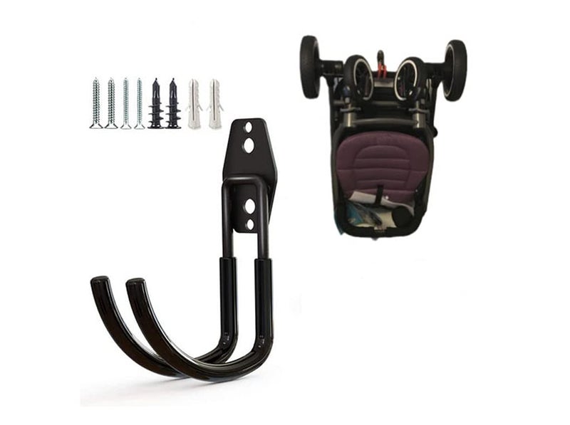 Zoele Wall Mount Baby Stroller Hanger Baby Stroller Rack Holder Garage Power Tool Hanger Wall Hook Steel Garage Tool Storage Organizer Utility Hooks Black