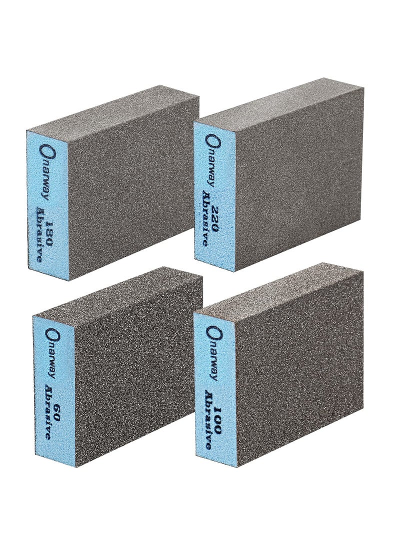 Onarway Onarway Sanding Sponges 4 Pack Wet and Dry Dualuse Coarse and Fine Sanding Blocks  60100180220 Grits 4 Different Specifications Washable and Reusable Ideal for Wood Metal Wall Polish 