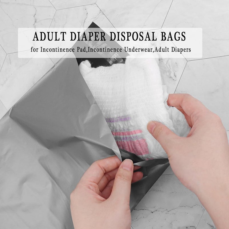 kunya Adult Diaper Disposal100 Pack 6" x 8" Bags for Adult Diaper Disposal Self-Adhesive Strips to Seal in Odours Waterproof & Leak-Proof Suitable for Elderly Nappy Care at Home for Travel - Image 4