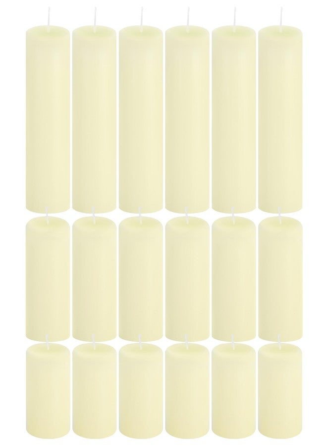 Trxvxo 18 Pcs Ivory Pillar Candles Bulk Set，Hurricane Candles，3 Different Lengths 2 x 3/4/6 Inch (6 Each)，Dripless Unscented Smokeless，Gives You a Better Atmosphere When Organizing an Event Party. - Image 1
