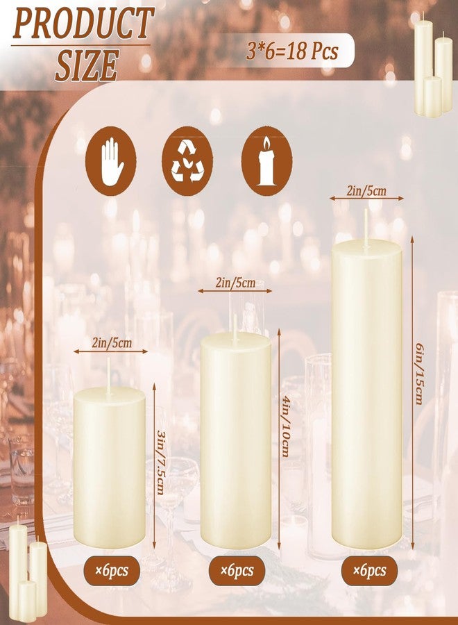 Trxvxo 18 Pcs Ivory Pillar Candles Bulk Set，Hurricane Candles，3 Different Lengths 2 x 3/4/6 Inch (6 Each)，Dripless Unscented Smokeless，Gives You a Better Atmosphere When Organizing an Event Party. - Image 2