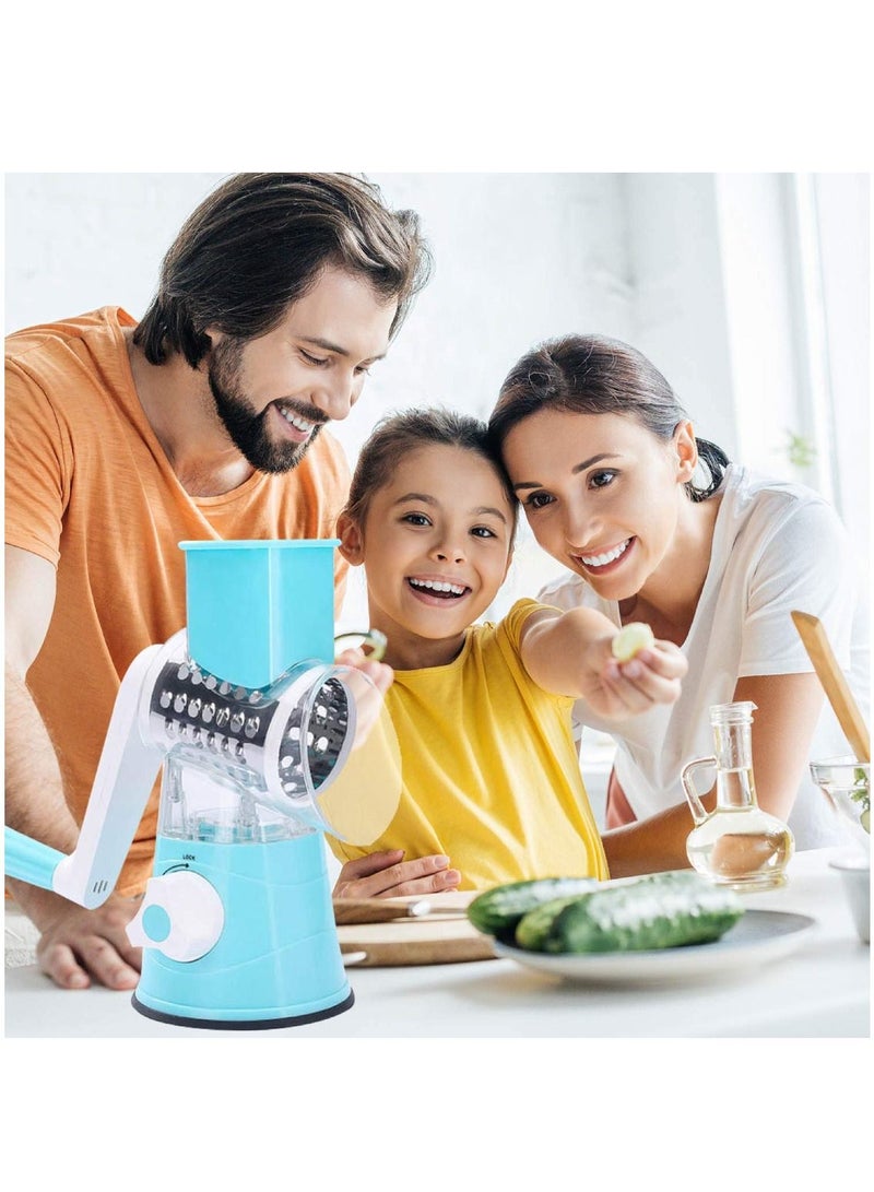 JIHAM Food Chopper Stainless Steel Manual Grater Chilli Nuts And Vegetable Grater Vegetable Chopper Cheese Grater Hand Crank Cheese Shredder For Fresh Cheese Blue  - Image 2