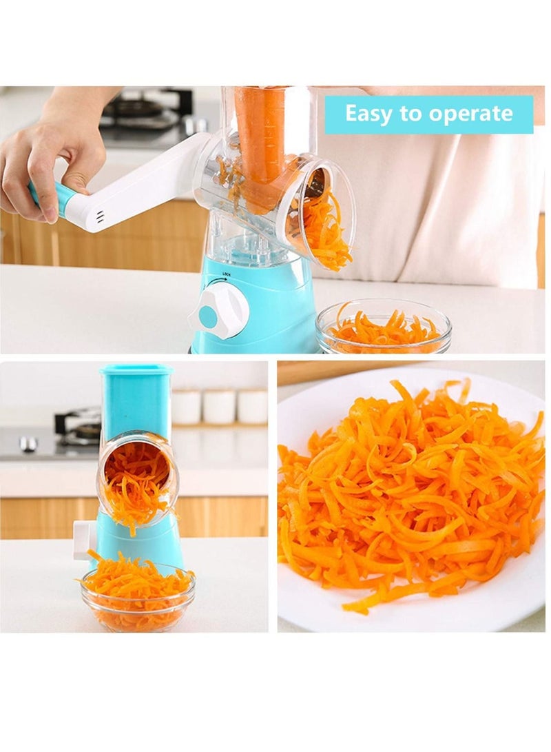 JIHAM Food Chopper Stainless Steel Manual Grater Chilli Nuts And Vegetable Grater Vegetable Chopper Cheese Grater Hand Crank Cheese Shredder For Fresh Cheese Blue  - Image 3