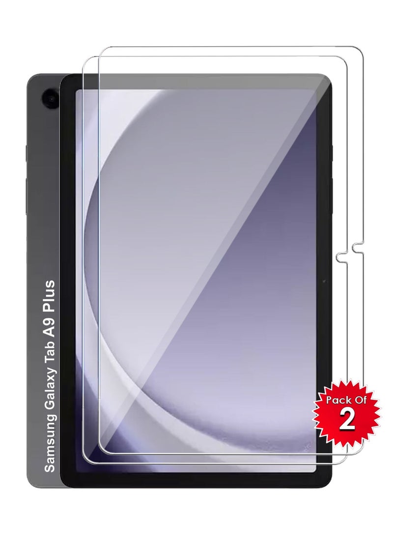 سامسونج جالكسي تاب A9 بلس واقي شاشة من قطعتين، واقي شاشة من الزجاج المقوى عالي الوضوح، مقاوم للخدش، خالٍ من الفقاعات، شفافية عالية، واقي شاشة يعمل باللمس رقيق سامسونج جالكسي تاب A9 بلس - Image 1