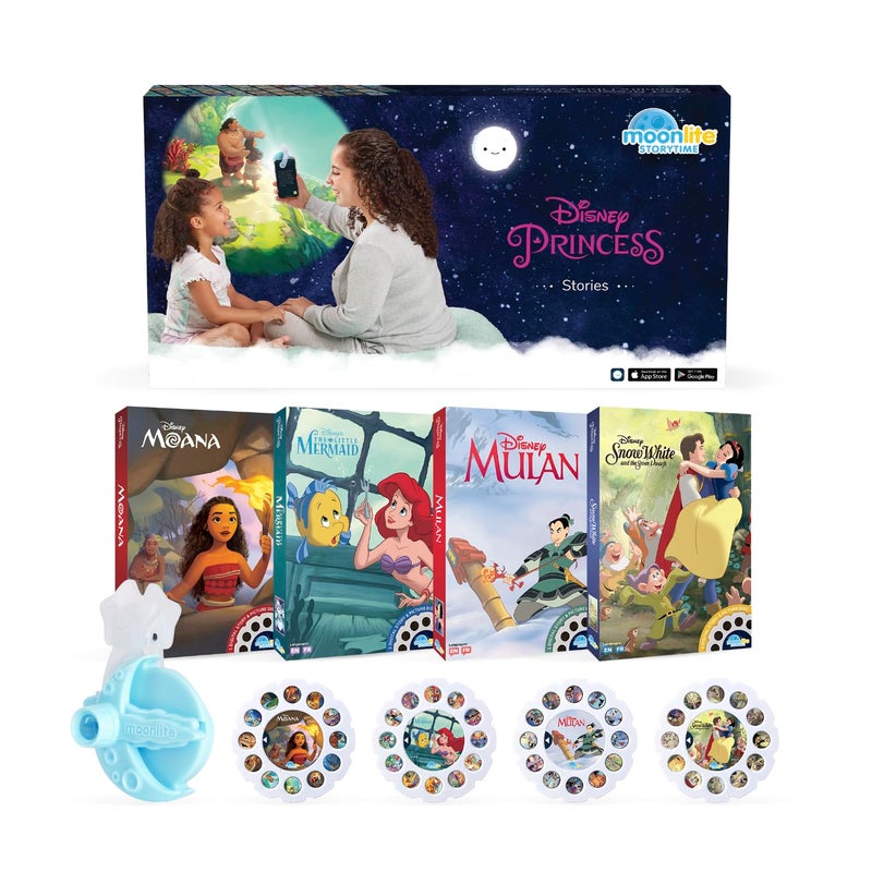 Moonlite Mini Projector with 4 Disney Princess Stories Edition - A New Way to Read Stories Together - 4 Digital Stories with Light Projector - Disney Princess Toys and Gifts for Kids Ages 1 and Up - Image 1