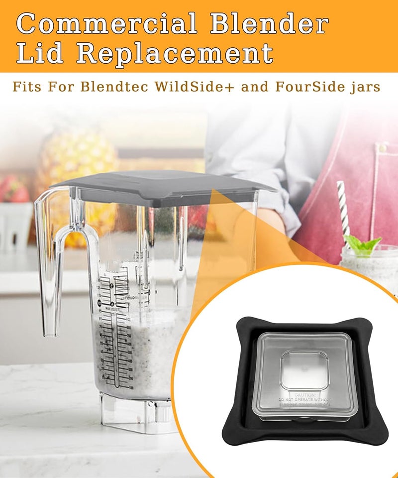 Maigoo غطاء خلاط بديل يناسب خلاط Blendtec التجاري، غطاء مثقوب قابل للإمساك متوافق مع برطمانات WildSide+ وFourSide، أغطية خلاط مع سدادة شفافة مربعة - Image 2