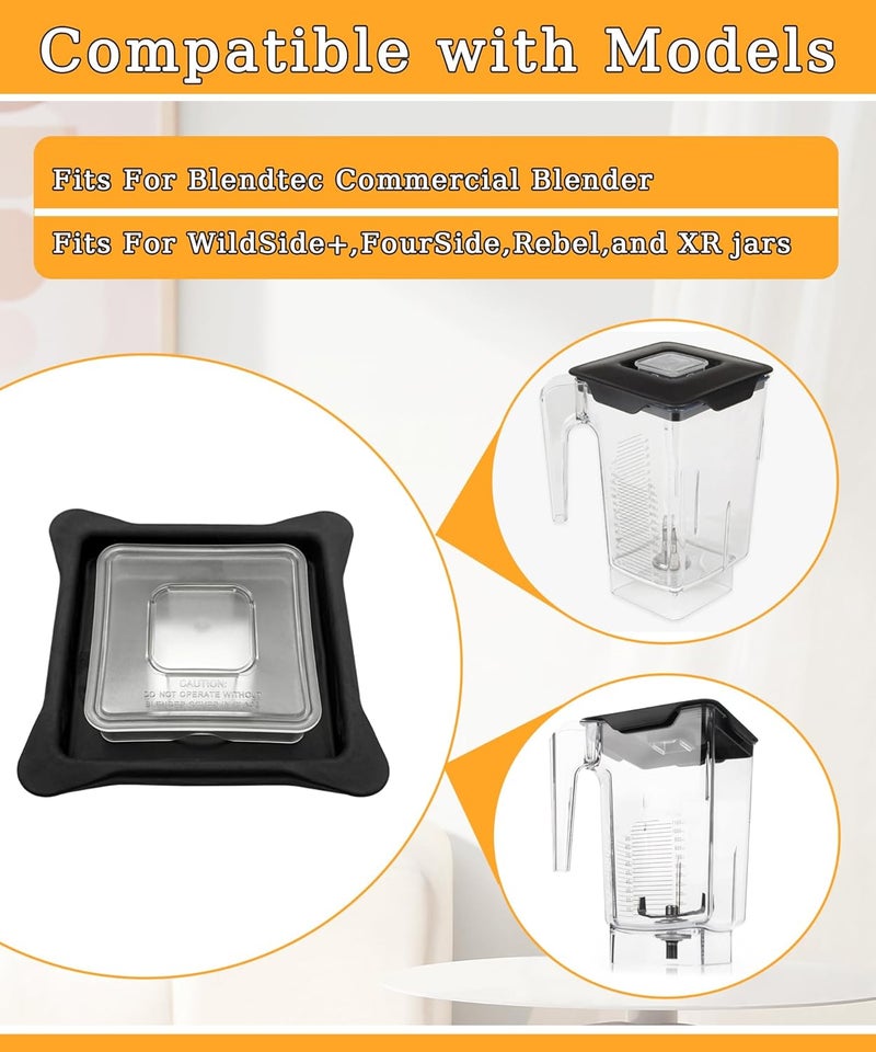 Maigoo غطاء خلاط بديل يناسب خلاط Blendtec التجاري، غطاء مثقوب قابل للإمساك متوافق مع برطمانات WildSide+ وFourSide، أغطية خلاط مع سدادة شفافة مربعة - Image 3