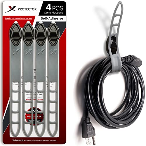 X-Protector Extension Cord Holder X-Protector - 4 PCS Self-Adhesive Appliance Cord Holder with Manageable Belt - Premium Cord Organizer for Appliances - Universal Storage Straps to Organize Cords Anywhere! - Image 1