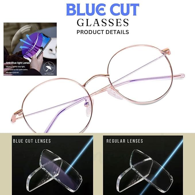 mashamart® Round Shape Blue Cut Antiglare Computer Eyeglasses For Men And Women |Blue Light Filtering Glasses For Computer And Mobile Use | 100% UV Protection | Gold & Silver Rose Gold. (Rose Gold) - Image 5