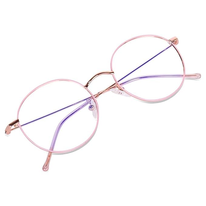 mashamart® Round Shape Blue Cut Antiglare Computer Eyeglasses For Men And Women |Blue Light Filtering Glasses For Computer And Mobile Use | 100% UV Protection | Gold & Silver Rose Gold. (Rose Gold) - Image 1