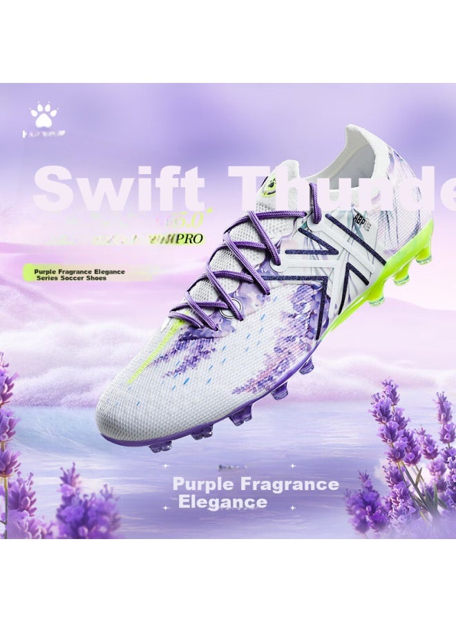 Kelme Adult Soccer Shoes Men Jiedian 5.0 Mg Natural Artificial Grass Match Professional Training Shoes White Purple 42.5 - Image 1