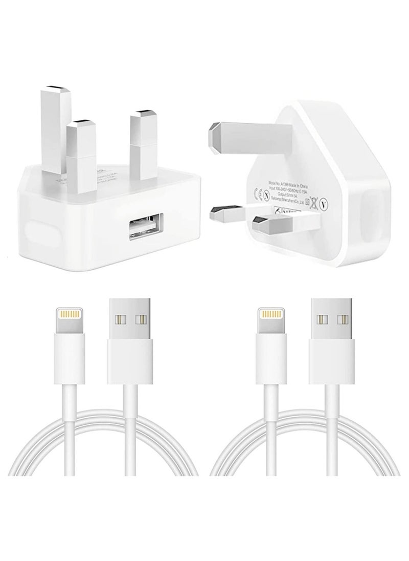 Generic iPhone Charger Plug and Lightning Cable【Apple MFi Certified】2 Pack 3 pin USB Fast Wall Charging Power Adapter with 2 Pack 1M Lightning to USB Fast Charging Cord for iPhone 14/13/12/11/XS  - Image 1