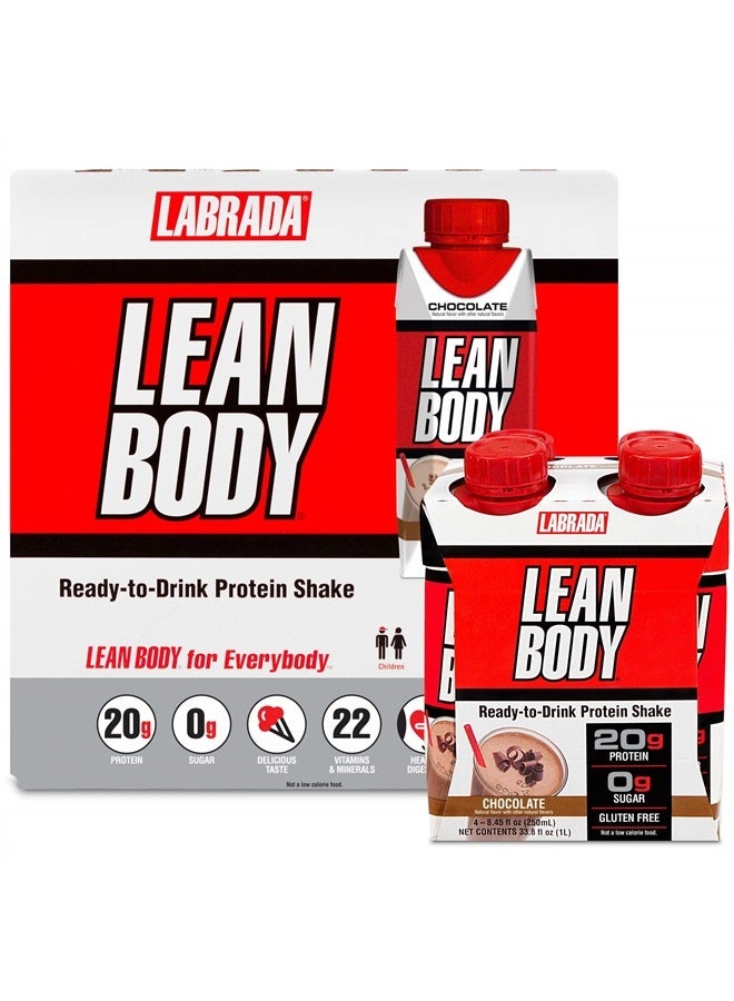 LABRADA NUTRITION - Lean Body RTD Whey Protein Shake, Convenient On-The-Go Meal Replacement Shake for Men & Women, 20 grams of Protein – Zero Sugar, Lactose & Gluten Free, Chocolate (Pack of 16) - Image 1