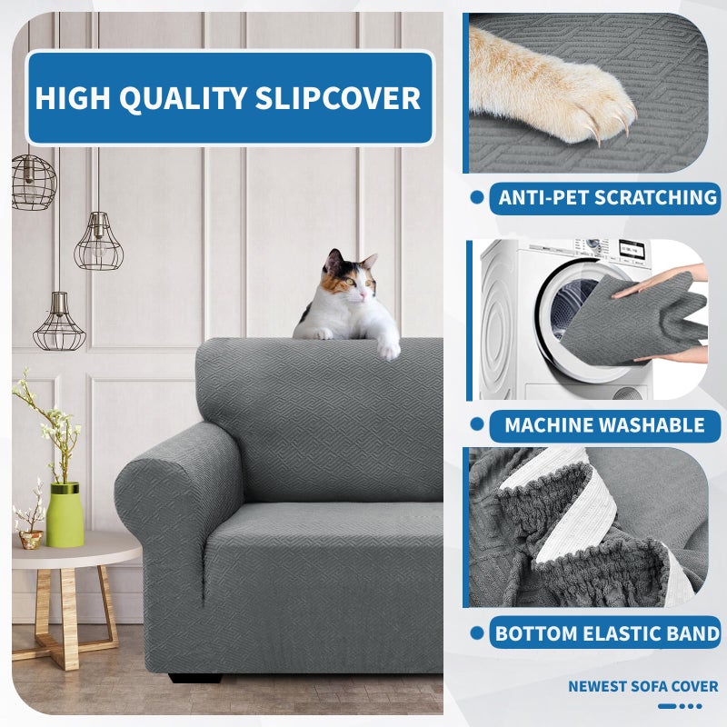 XINEAGE 2026 New Stretch Armchair Covers 1 Piece Chair Slipcovers Chair Protector for Living Room Thick Soft Chair Cover with Elastic Bottom Couch Cover for Pets Kids (31"-46", Light Gray) - Image 4