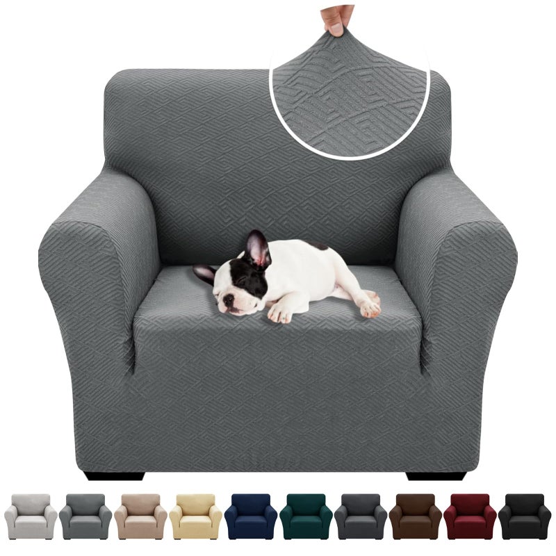 XINEAGE 2026 New Stretch Armchair Covers 1 Piece Chair Slipcovers Chair Protector for Living Room Thick Soft Chair Cover with Elastic Bottom Couch Cover for Pets Kids (31"-46", Light Gray) - Image 1