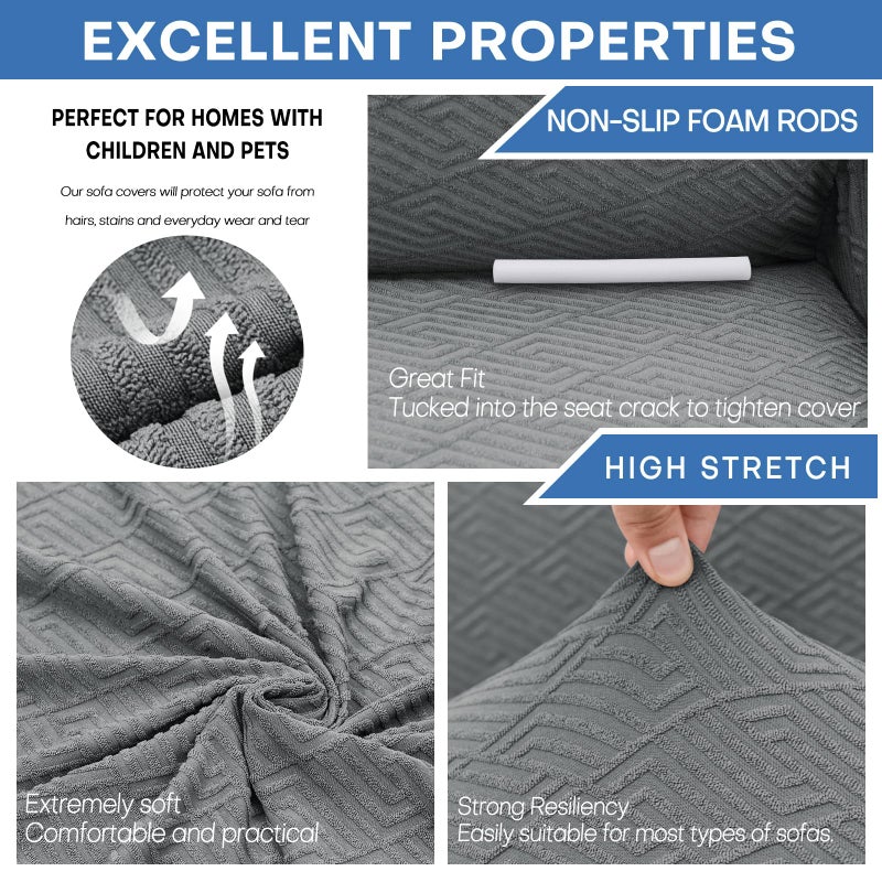 XINEAGE 2026 New Stretch Armchair Covers 1 Piece Chair Slipcovers Chair Protector for Living Room Thick Soft Chair Cover with Elastic Bottom Couch Cover for Pets Kids (31"-46", Light Gray) - Image 3