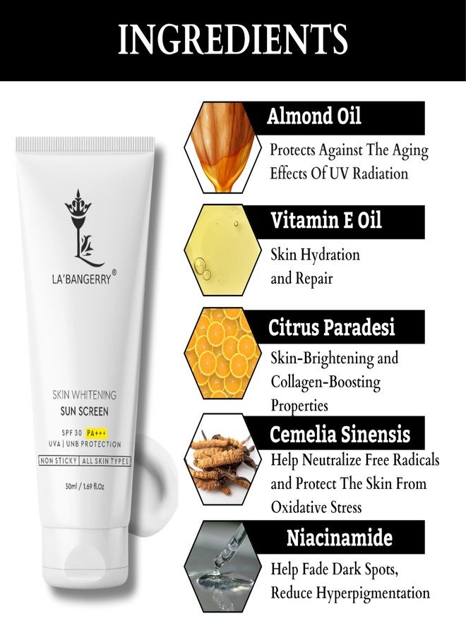 LA'BANGERRY Skin Whitening Sun Screen SPF 30 PA+++ UVA & UNB Protection - Image 4