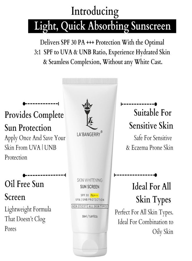 LA'BANGERRY Skin Whitening Sun Screen SPF 30 PA+++ UVA & UNB Protection - Image 3
