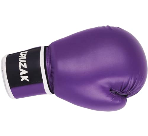 Kruzak Plain Boxing Gloves for Training, Sparring, Kickboxing, Muay Thai and Fighting - Purple - 8oz - Image 3