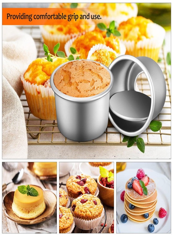 Baluue 2.51 Inch Round Cake Pans Set of 4 with Removable Bottoms Small Nonstick Aluminum Baking Tins for Mini Cheesecakes Chiffon Cakes Desserts and Holiday Baking - Image 2