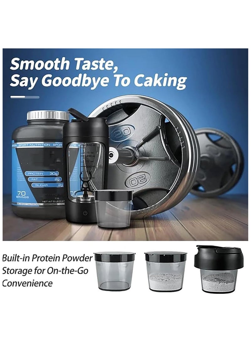 Premium Electric Protein Shaker Bottle - 500ml USB Rechargeable Electric Shaker  Cups for Protein Shakes, Portable Fully Automatic Blender Bottles With Powder Box Gym Accessories for Men