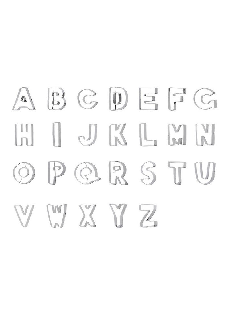 general 26-piece set of stainless steel cookie cutters with English letters handmade baking tools kit - Image 1