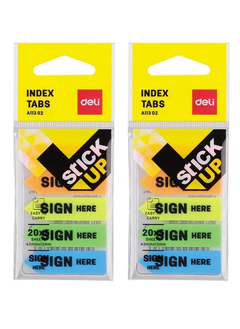 2-Pack Sign Here Index Tab 44x12mm Size Multicolour