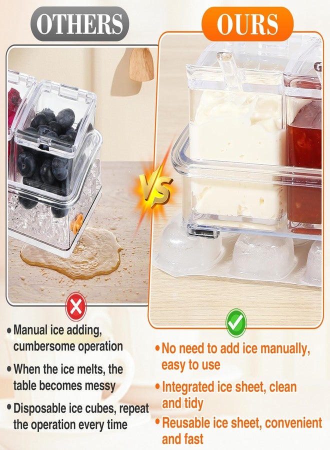 Bigmeta 2 Pcs Ice Chilled Condiment Containers Caddy with Lids - Condiment Organizer with Reusable Ice Sheets, Chilled Serving Trays for Fruit Salad Taco Mimosa Bar Party Supplies - Image 2