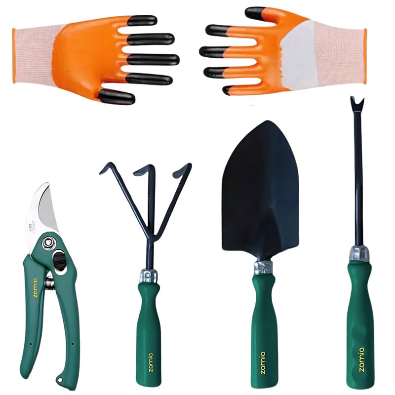 Zamia Gardening Tools Set of 5 | Pruner, Gloves, Trowel, Cultivator and Weeder | Beginners Kit for Home Gardening - Image 5