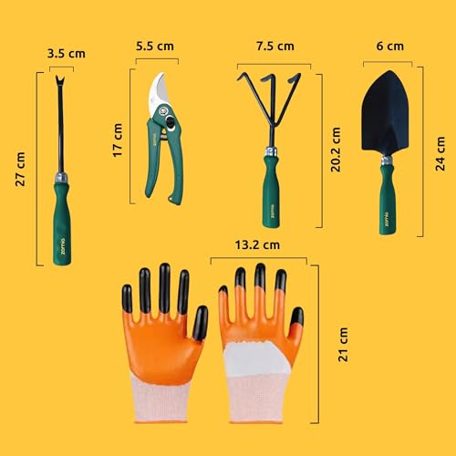 Zamia Gardening Tools Set of 5 | Pruner, Gloves, Trowel, Cultivator and Weeder | Beginners Kit for Home Gardening - Image 2