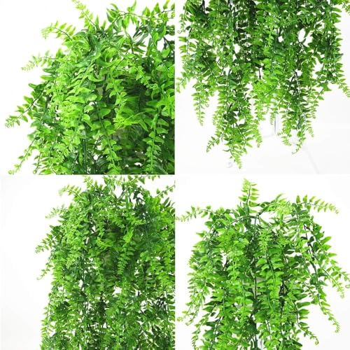 WYTE ORIGIN Plastic 2Pcs Artificial Hanging Plants Fern Vine - Fake Ivy Leaves Decoration for Indoors & Outdoors,Faux Foliage Greenery Decor for Living Room,Balcony,Garden,Bedroom (2Pcs) (Grass Fern) - Image 3