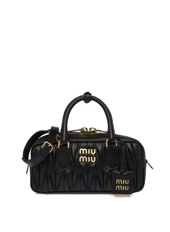 MIU Miu Arcadie Matelassé Nappa Leather Ladies' Shoulder & Hand Carry Bag - Black  - Image 4