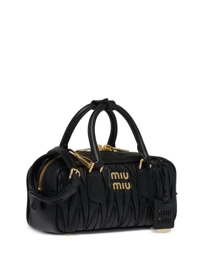 MIU Miu Arcadie Matelassé Nappa Leather Ladies' Shoulder & Hand Carry Bag - Black  - Image 2