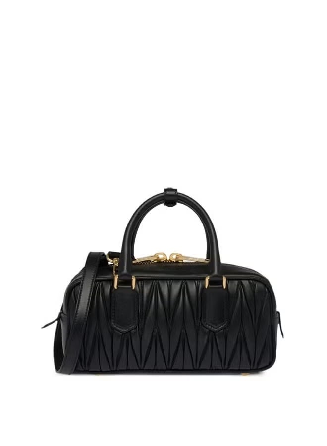 MIU Miu Arcadie Matelassé Nappa Leather Ladies' Shoulder & Hand Carry Bag - Black  - Image 3