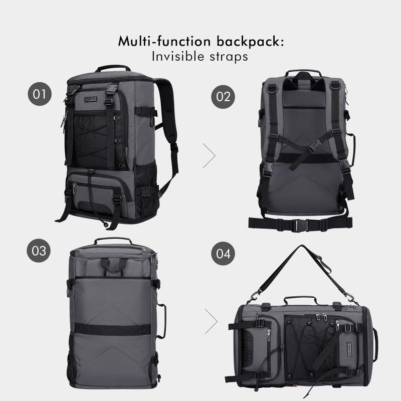 WITZMAN Travel Backpack for Men Convertible Large Carry on Backpack with Shoe Compartment for Airplanes Fit 17 Inch Laptop(B689 Silvery Grey) - Image 3
